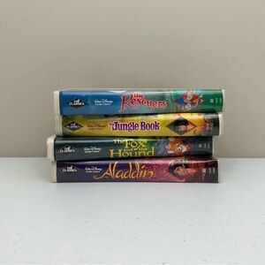 Walt Disney Black Diamond The Rescuers Fox & Hound Aladdin Jungle Book VHS Lot